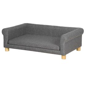 PawHut Medium Large Dog Couch Bed, Pet Sofa with Removable Seat Cushion and Elevated Base, Dark Gray